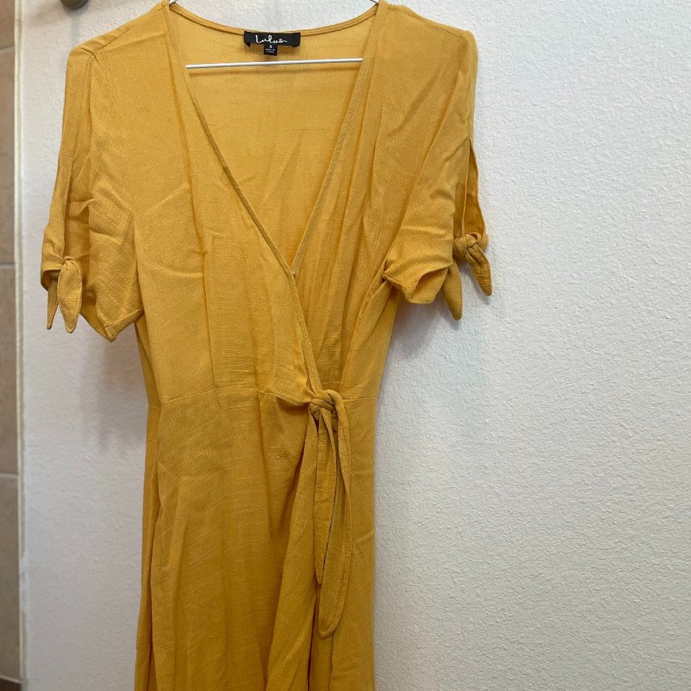 LuLu's Women's Golden Yellow Wrap Sundress